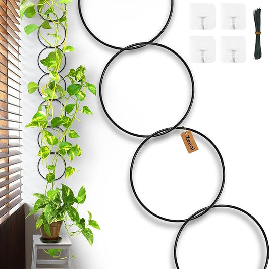18 Pcs Chain Trellis for Climbing Plants, 7.5(ft) L Wall Plant Trellis Indoor, Pothos Plant Climber Support for Ivy Hoya Flower, Circles