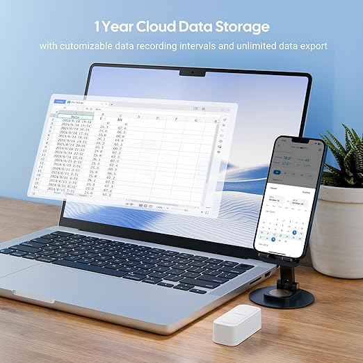 WiFi Hygrometer Thermometer with Swiss Sensor 3 Pack, Bluetooth 5.0 Dual Mode, 300-Day Data Storage, 9-Month Battery, IP65 Waterproof for Home, Greenhouse, Reptile Tank