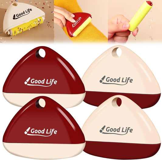 Good Life Lint Roller, Reusable Mini Lint Roller Pet Hair Remover, Portable Lint Roller, Washable Lint Roller, Portable Lint Remover for Clothes, Furniture, Dog & Cat Hair (4 Set)
