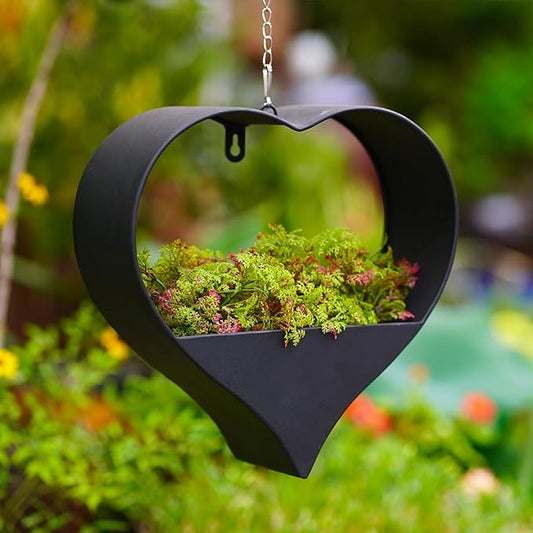 Metal Plant Hangers Indoor and Outdoor: Birthday Gifts for Women Mom Wife Father Garden Lovers - Black Heart Shape Hanging Planters Perfect for Window Wall Living Room Office Decor