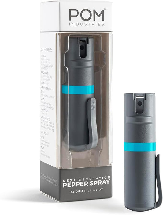 POM Pepper Spray Pocket Clip, Quick Flip Top Safety, Maximum Strength OC Formula with UV Marking Dye, Safe Compact and Tactical Design for Everyday Carry, 25 Bursts, 10 ft Range, 0.5 fl oz