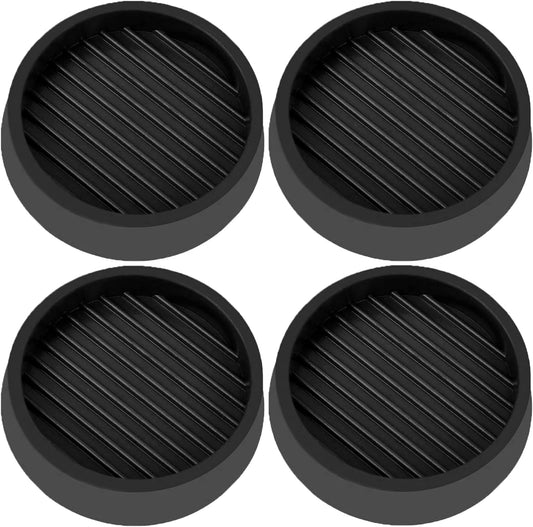 4X4 Round Rubber Caster Cups, Non Slip Furniture Pads, Anti-Slip Gripper, Anti Skid Furniture Feet, Anti Slide Floor Protector for Bed Couch Table Chair Stoppers (Black, 4 Pack)