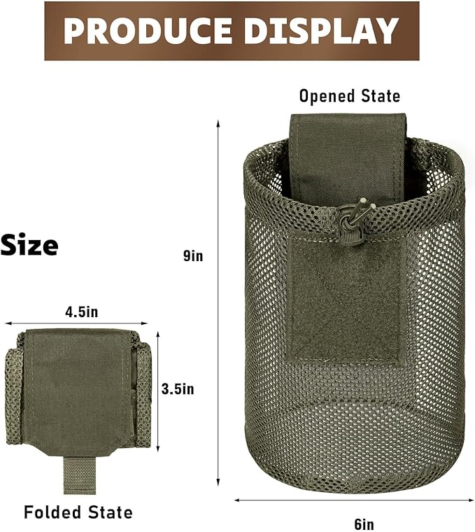 Dump Pouch Tactical Molle Mesh Pouches,Lightweight Range Compact Micro Drawstring Foraging Roll Up Foldable Recovery Ar Mag Tool Pack,EDC Drop Net Storage Belt Bag.…