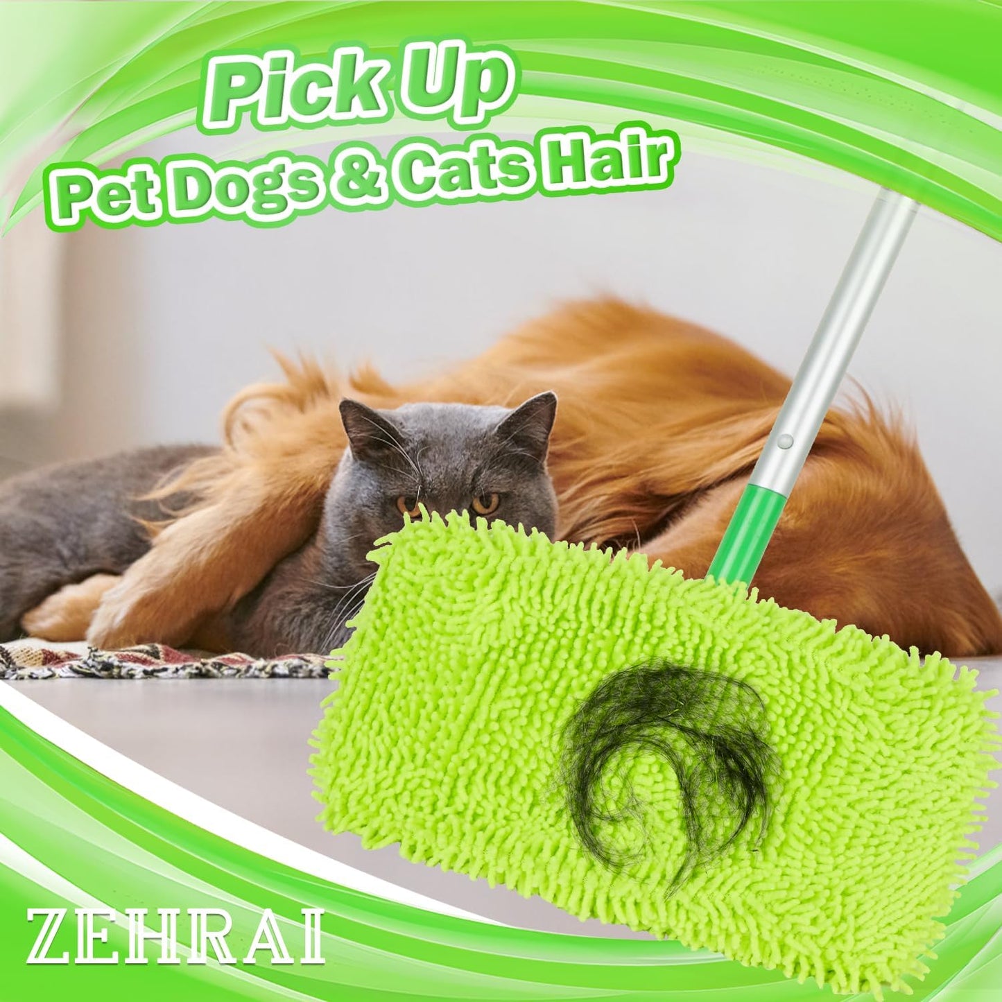 6Pcs Reusable Microfiber Mop Pads Compatible with Swiffer Sweeper Mop, Wet and Dry Flat mop Cover, Replacement Sweeping Mopping pad Refills for Surface/Hardwood Floor Cleaning