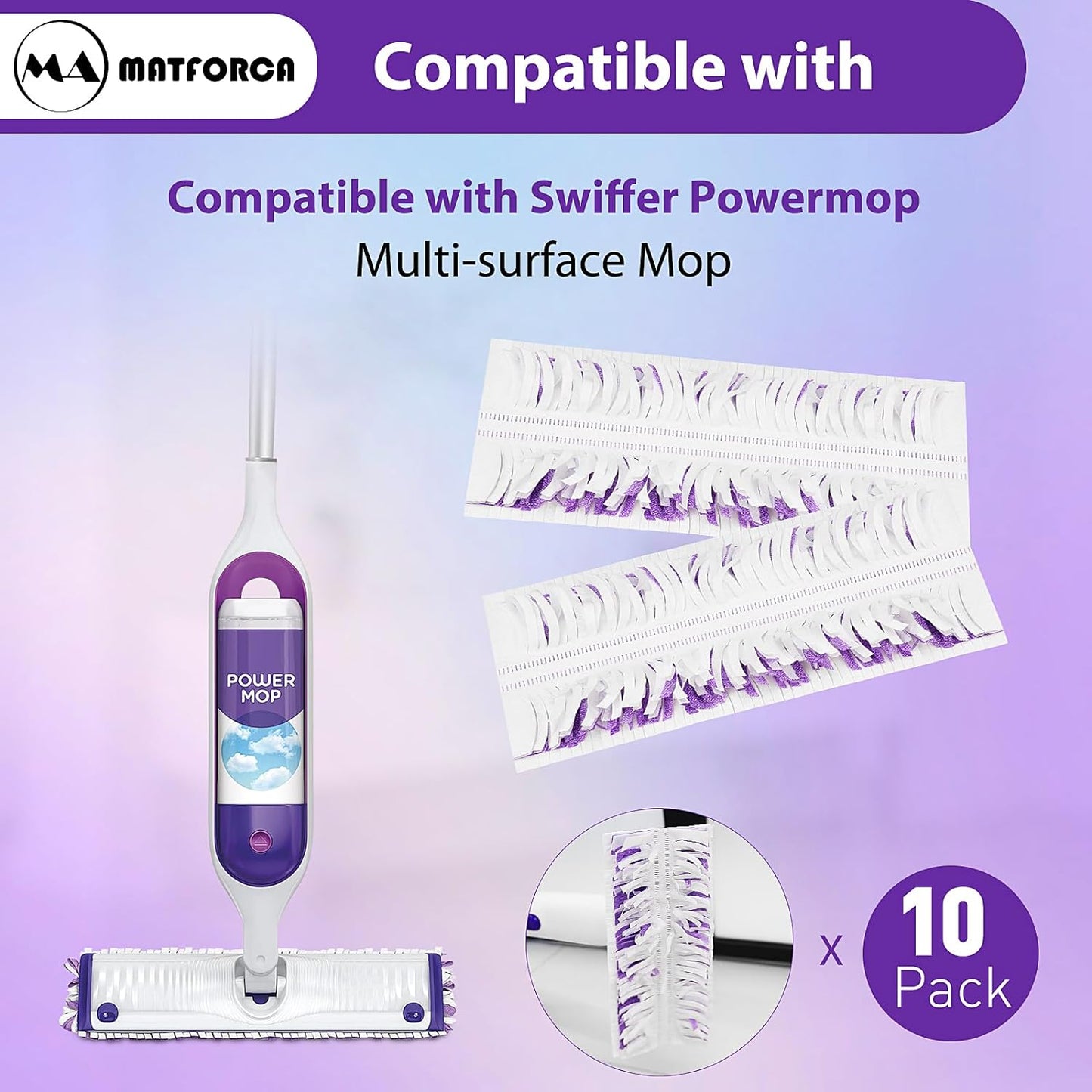 10 Pack Swiffer Power Mop Refills – Disposable Wet Mop Pads for Swiffer Power Mop, Perfect for Hardwood, Tile, and Laminate Floors, Easy-to-Use Floor Cleaning Pads Compatible with Swiffer WetJet