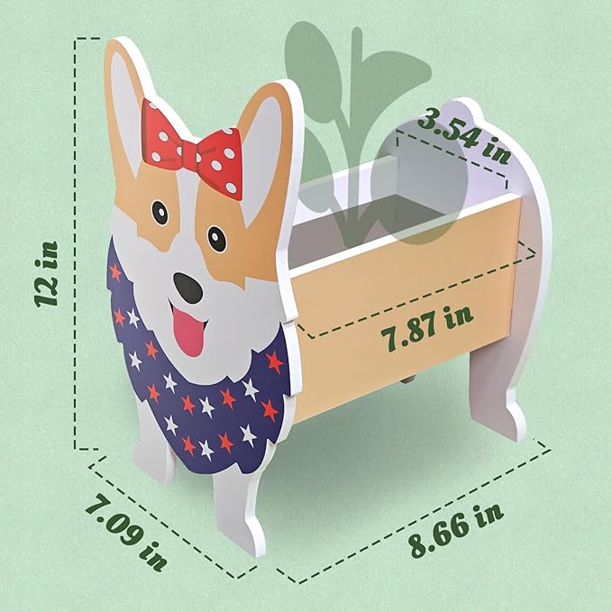2D Corgi Planter, American Style Corgi Shape Garden Pots Plant Pots for Indoor/Outdoor Gardens Decoration, Cute, Surprise Gifts/Souvenirs for Pet Lovers
