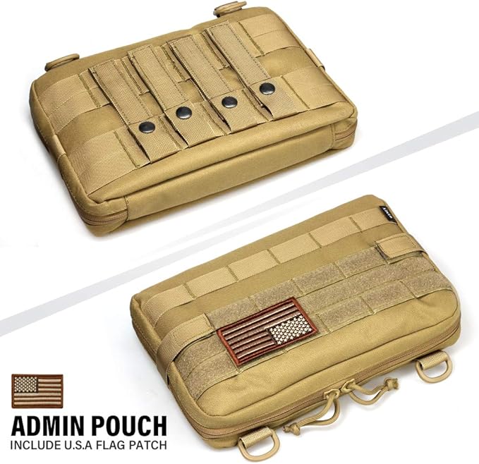 WYNEX Tactical Admin Molle Pouch, Medical EDC EMT Utility Bag Shell Design Attachment Pouches 1000D Nylon Hiking Belt Bags