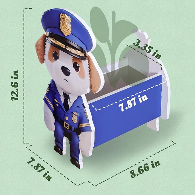 Police Officer-Style Dog Planter, Pet Shape Garden Pots Plant Pots for Indoor/Outdoor Gardens Decoration, Funny, Surprise Gifts/Souvenirs for Pet Lovers (Police Officer-Style Dog)