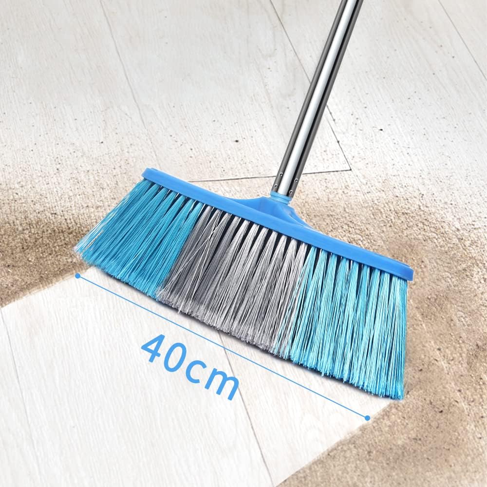 LandHope Heavy Duty Broom, 15.75in Wide Push Broom, 45.67in Long Handle, Adjustable, Floor Sweeper for Indoor Outdoor Commercial Warehouse Home Kitchen Patio Garden Garage
