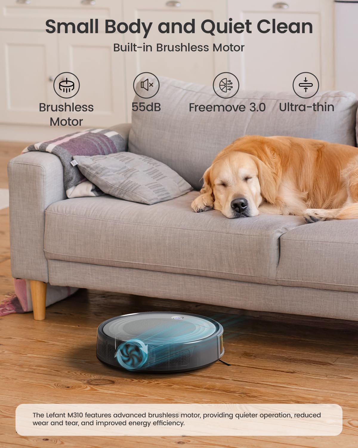 Lefant M310 Robot Vacuum Cleaner– 4500Pa Suction, Ultra-Slim & Quiet, PreciSense Obstacle Avoidance, WiFi/App/Voice Control, 160-Min Runtime, Self-Charging – Ideal for Pet Hair & Hard Floors (Gray)