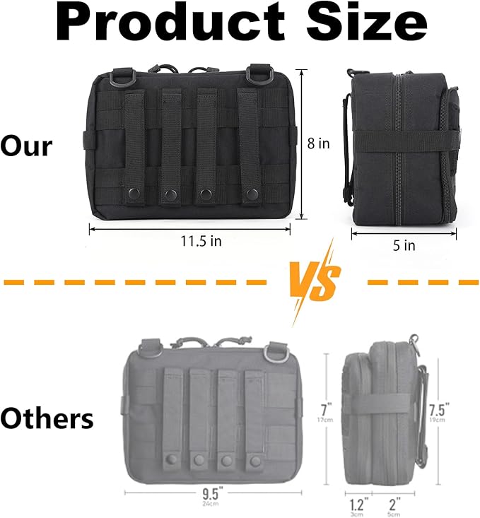 Tactical Pouch Large: EDC Gear Accessories Organizer With MOLLE System, Expandable Medical Pocket and U.S.A Patch