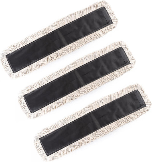 Matthew Cleaning 24'' High Strength Disposable Dust Mop Cotton Cut-end Yarn Mop Replacement Heads for Residential & Commercial Fit Standard Dust Mop Frames, Hardwood, Laminate, Concrete Floors 3Pack