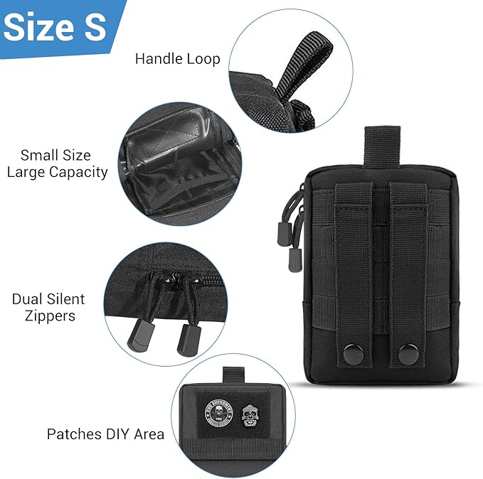 FUNANASUN 2 Pack Molle Pouches Tactical Pouch Small Molle Pouch Compact Water-Resistant EDC Pouch Molle Bag
