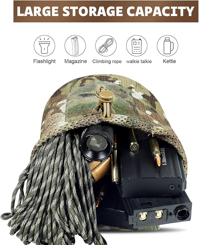 Dump Pouch Tactical Molle Mesh Pouches,Lightweight Range Compact Micro Drawstring Foraging Roll Up Foldable Recovery Ar Mag Tool Pack,EDC Drop Net Storage Belt Bag.…