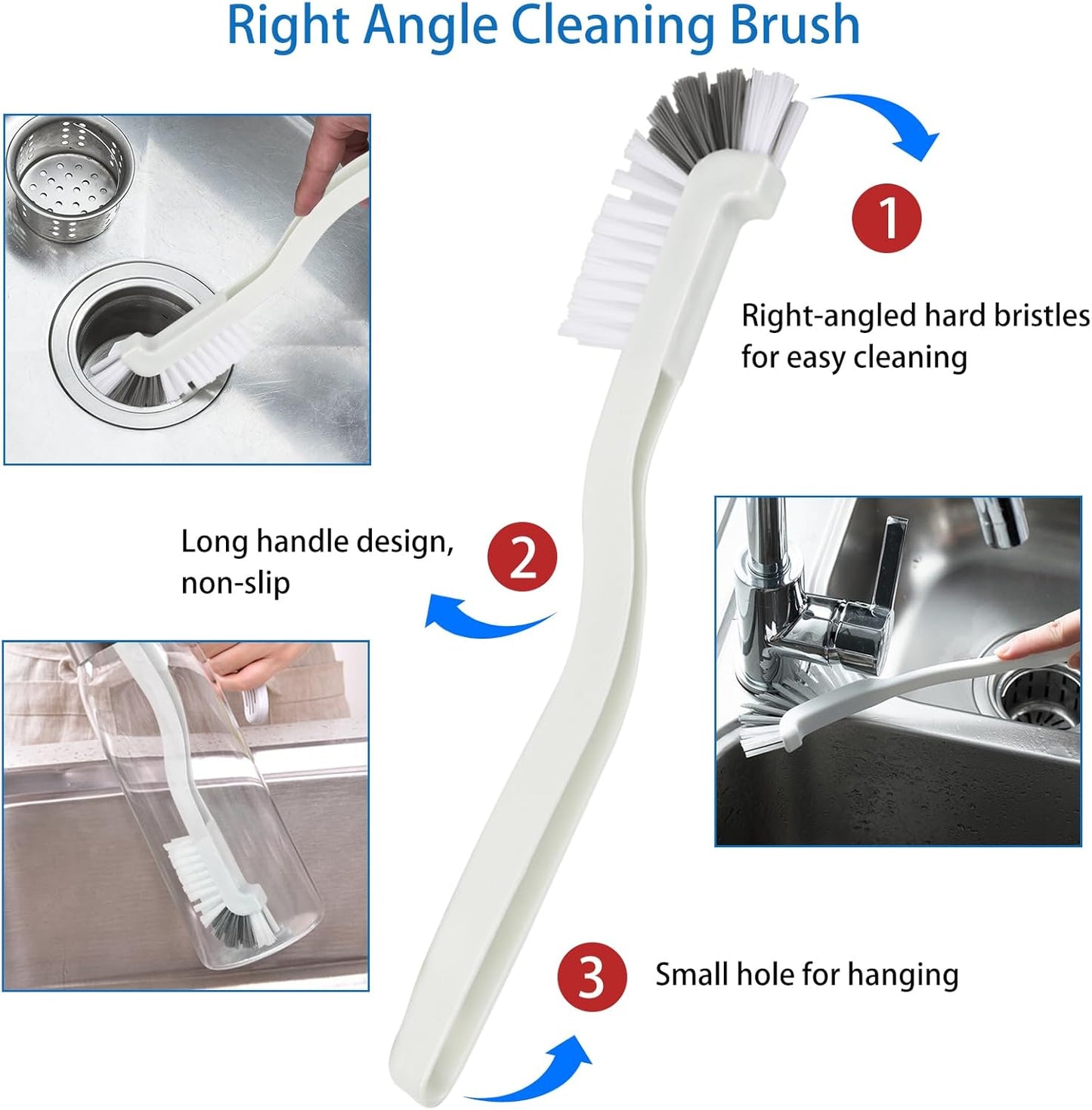 6 Pack Multipurpose Household Cleaning Set, Deep Cleaning Brush Set with Grips - Dish, Scrub, Bottle, Shoe, Groove Gap, Keyboard Brush for Kitchen, Bathroom (B)