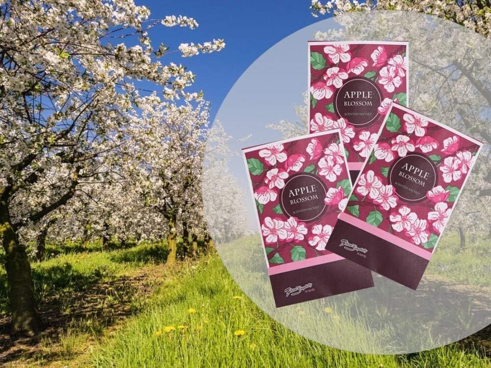 Floral Simplicity Apple Blossom Scented Sachets Pack of 6, Fall & Winter - Long-Lasting Scented Bags, Home Fragrance, Air Freshener & Deodorizer for Closet, Room, Drawer, or Cars, Made in The USA