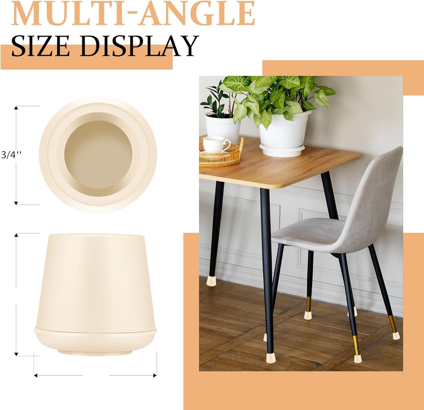 3/4" Round Rubber Chair Leg Tips Caps, Chair Leg Floor Protectors, Non-Slip Chairs Legs Caps, Stool Feet Protectors Cap, Folding Metal Chairs Legs Tip Replacement (White, 12 Pack)