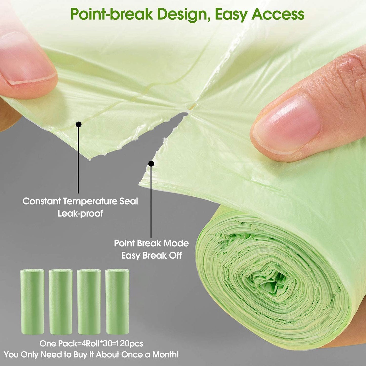 Small Trash Bags 1.2 Gallon (5L) - 120 Counts Garbage Bags, Unscented Compost Bags for Bathroom, Office & Dorm