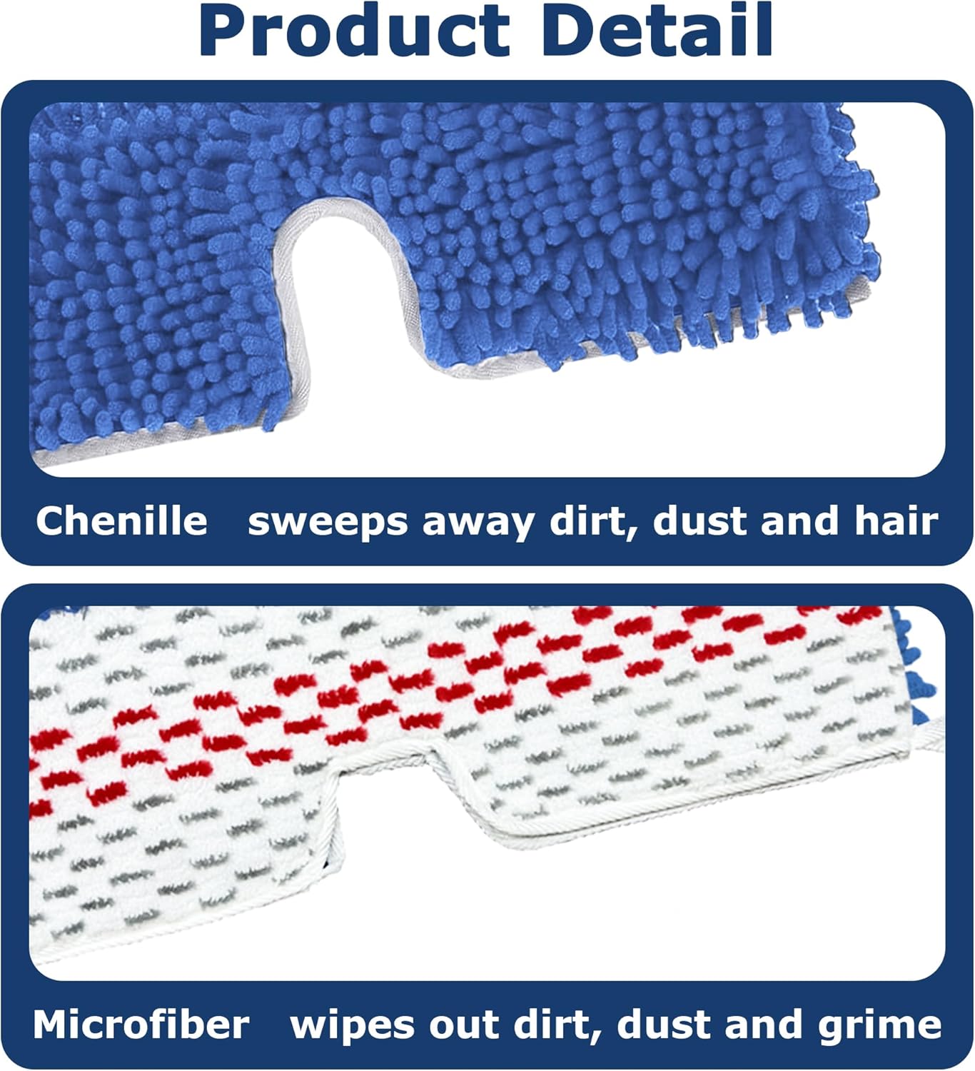 3 Pack Microfiber Mop Head Refills for O-Cedar Dual-Action Flip Mop, Reusable Chenille & Microfiber Pads for Dry and Wet Use, Compatible with Hardwood and Multi-Surface Floors