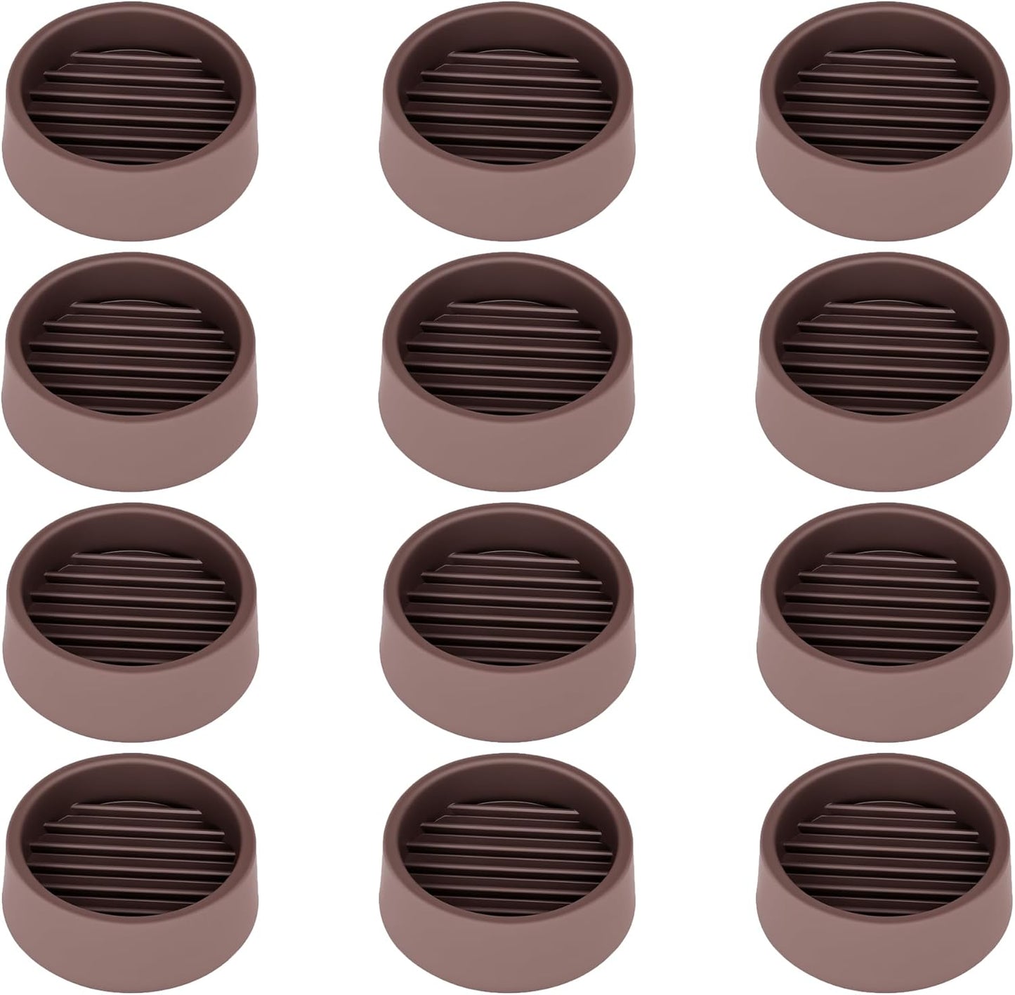 Non Slip Furniture Pads, 1.5” Round Rubber Caster Cups, 12 Pcs Furniture Coasters, Anti-Slip Gripper, Anti Slide Furnitures Feet Floor Protectors for Bed Couch Stoppers - Brown