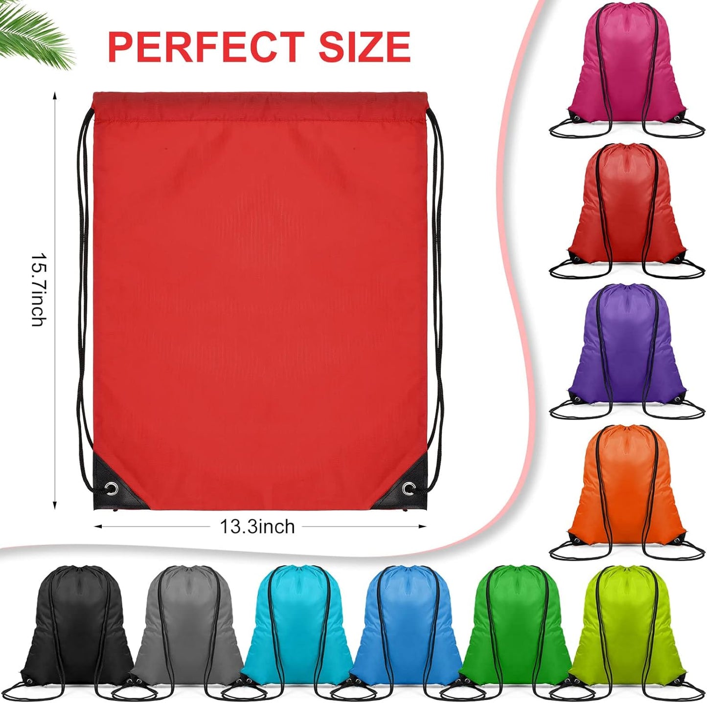 Shappy 100 Pieces Drawstring Bag Gym Portable String Sack Backpacks Polyester Blank Cinch Drawstring Bags for Sports Travel DIY Gift Storage Set, 10 Colors