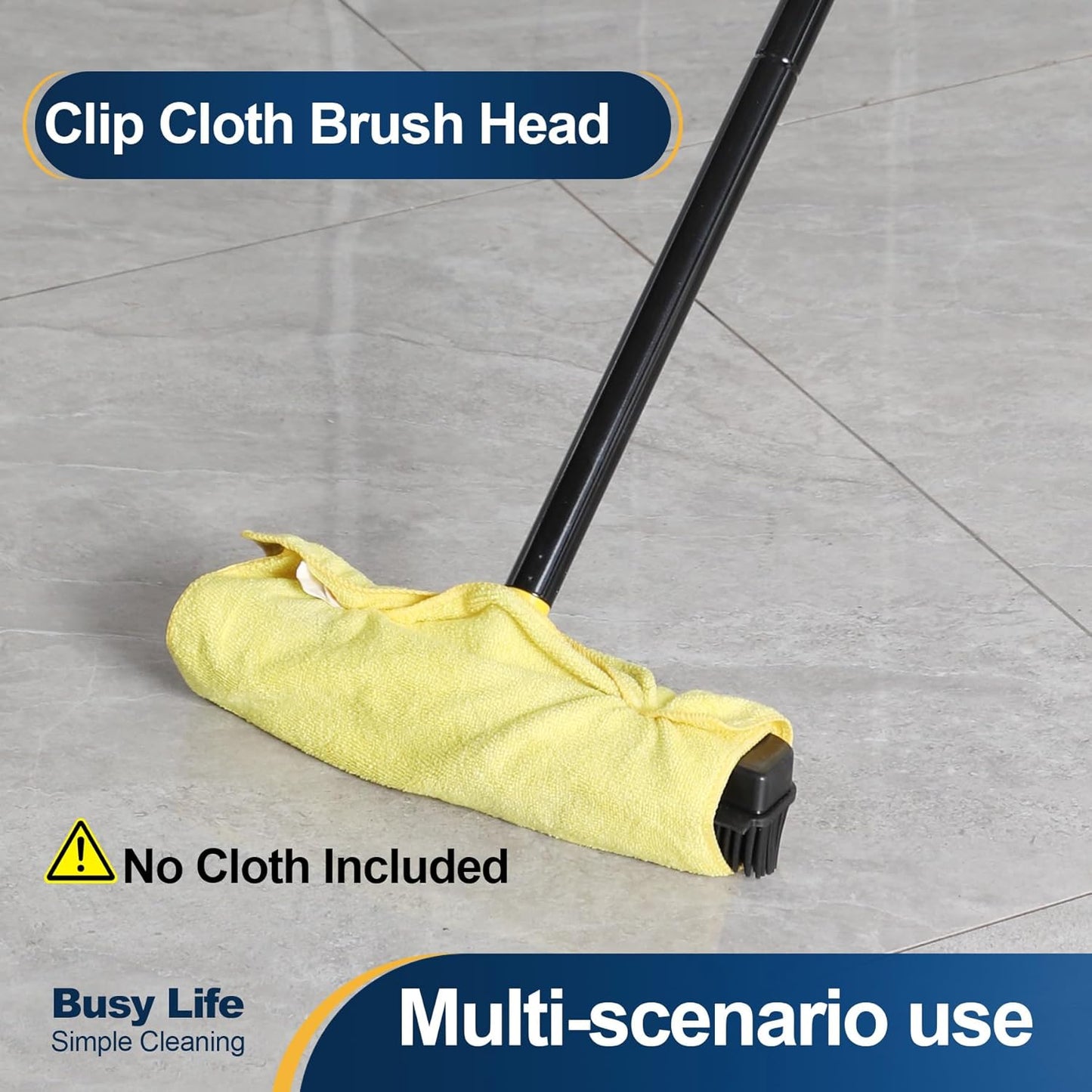 Yocada Pet Hair Removal Rubber Broom 2 in 1 Floor Brush with Squeegee Carpet Rake 57.5" Long Handle Fur Broom for Carpet Hardwood Floor Tile