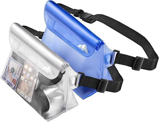 HEETA 2/3/4 Pack Waterproof Pouch with Waist Strap, Screen Touchable Dry Bag with Adjustable Belt for Phone Valuables for Kayaking, Swimming, Snorkeling, Boating, Fishing, Surfing & Beach