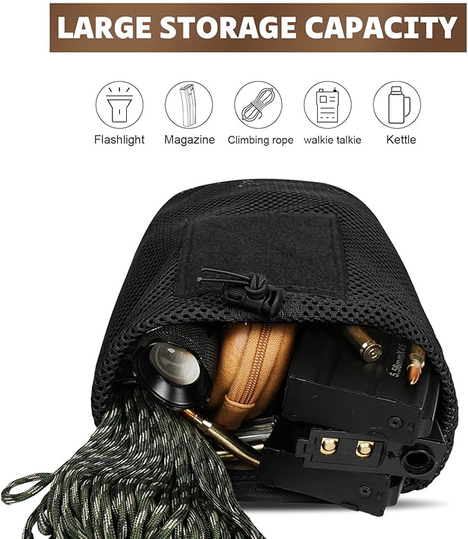 Dump Pouch Tactical Molle Mesh Pouches,Lightweight Range Compact Micro Drawstring Foraging Roll Up Foldable Recovery Ar Mag Tool Pack,EDC Drop Net Storage Belt Bag.…