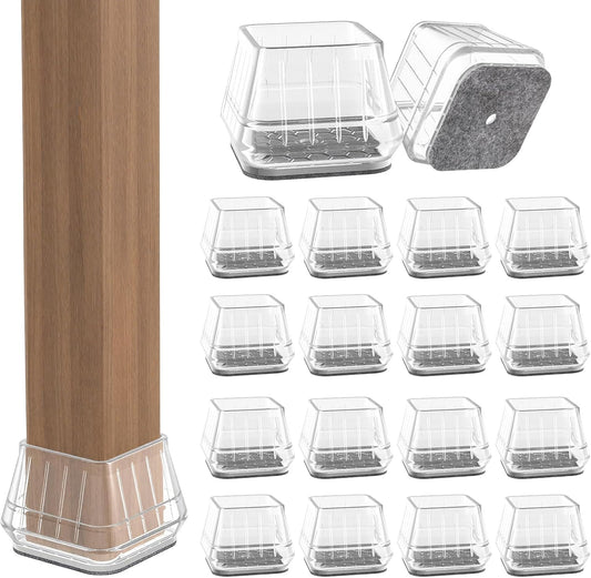 24PCS Square Chair Leg Floor Protectors for Hardwood Floors, Thicken Rubber Chair Leg Cap Covers, Non Slip Furniture Leg Pads to Protect Wood Tile Floors from Scratches and Reduce Noise
