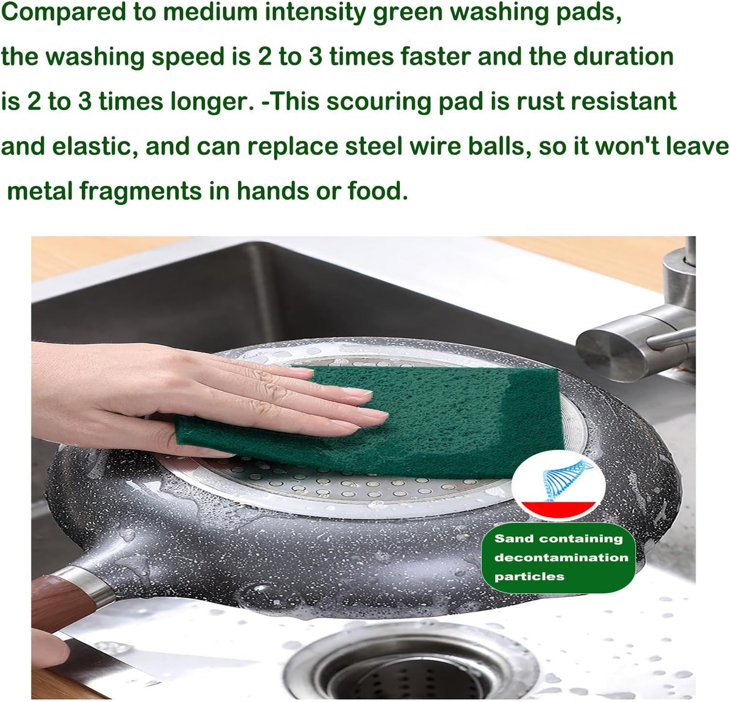 12 Pcs/Pack Green Heavy Duty Scouring Pads Reusable Household ScrubPads for Kitchen and Dish Cleaning Tool