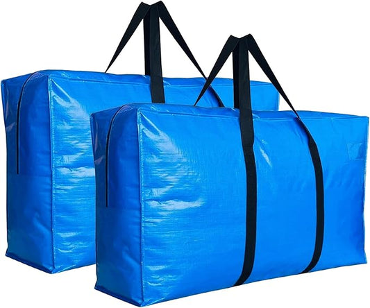 Extra Large Storage Bags, Jumbo Moving Tent Storage Bags, Foldable Big Blue XXL Duffle Bag for Travel,Christmas Tree Bag, 42x23x13.5inch - 2PACK