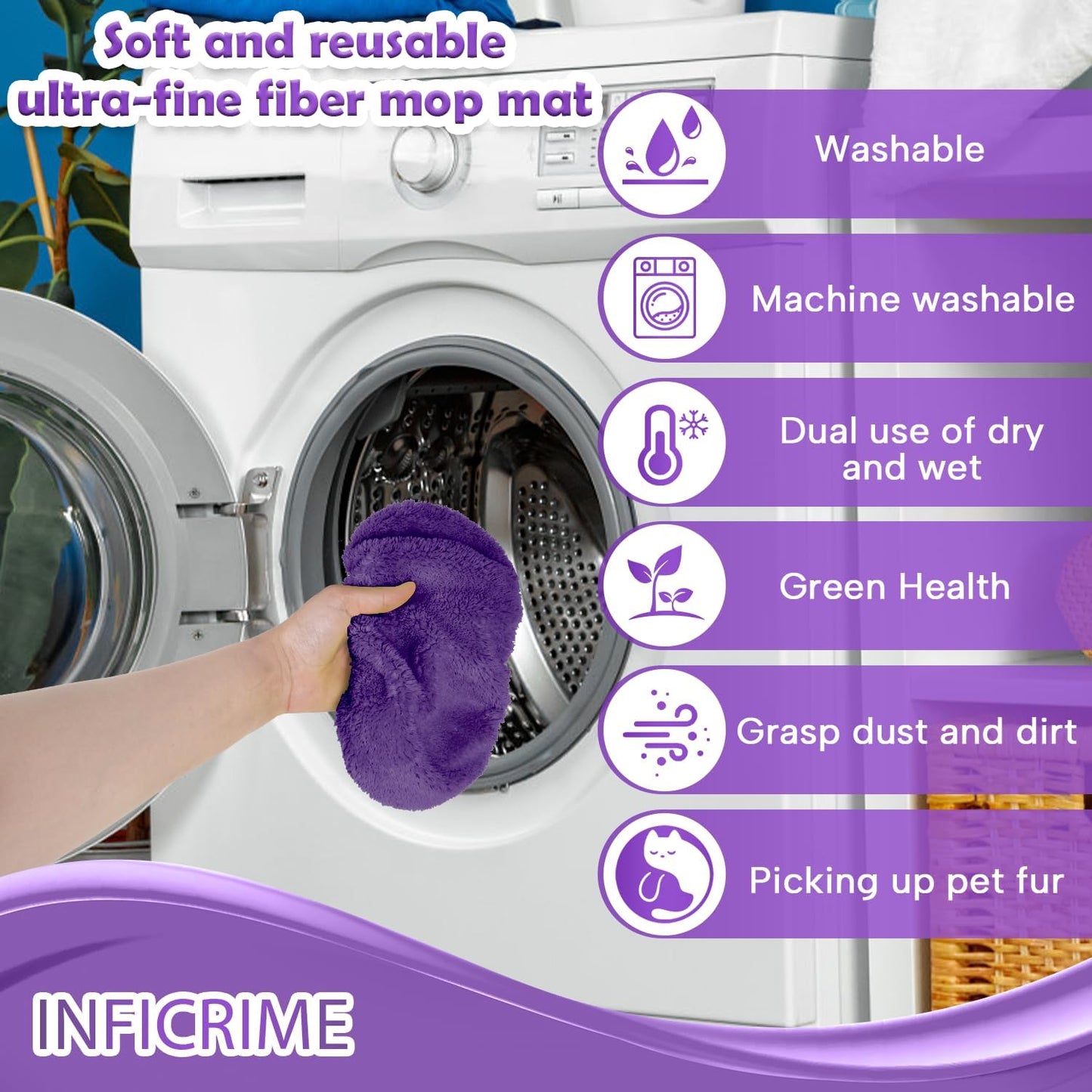 6 Pack Reusable Microfiber Mop Pads Compatible with Swiffer Sweeper Mop, Dry Sweeping Cloths & Wet Mopping Cloths, Washable Mop Pads for Surface/Hardwood Floor Cleaning (Mop is Not Included)