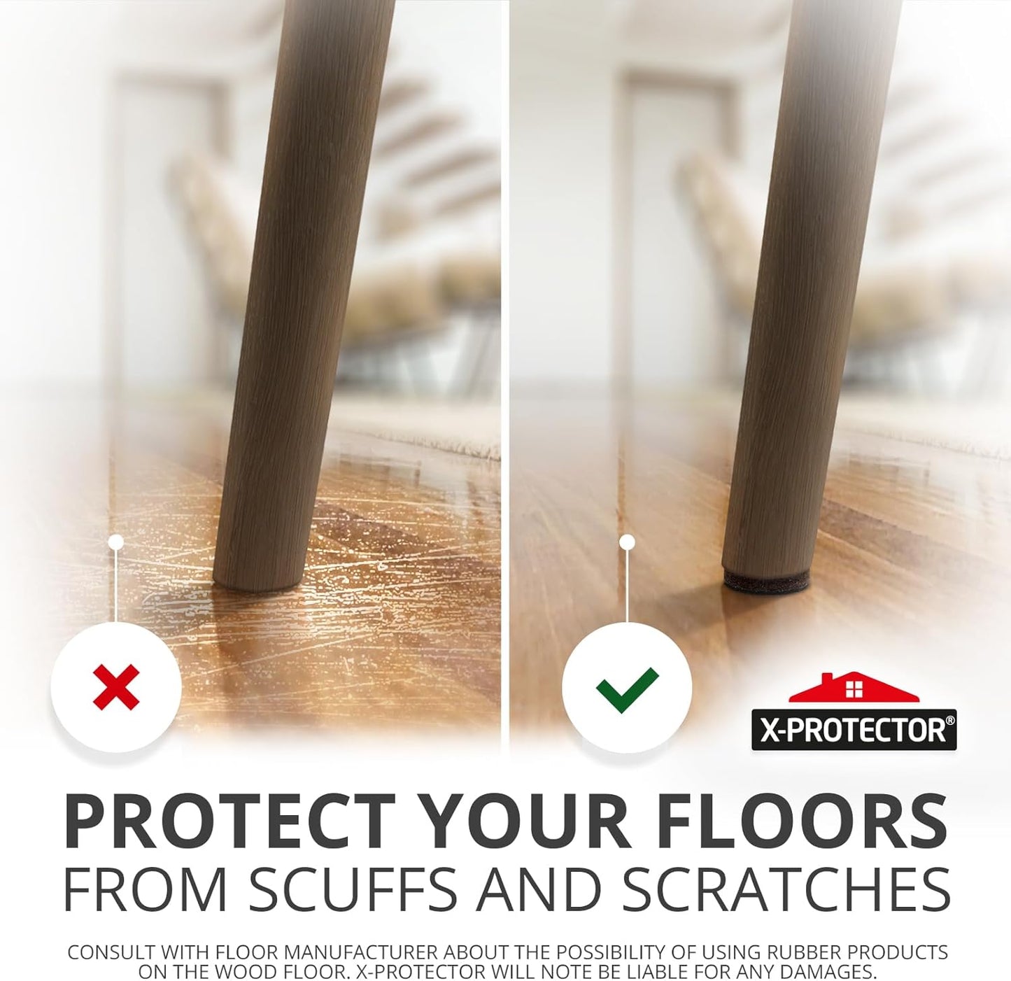 Non Slip Furniture Pads 16 pcs 1" X-Protector - Premium Furniture Grippers! Self-Adhesive Rubber Feet Furniture Feet - Ideal Non Skid Furniture Pad Floor Protectors - Keep Furniture in Place!