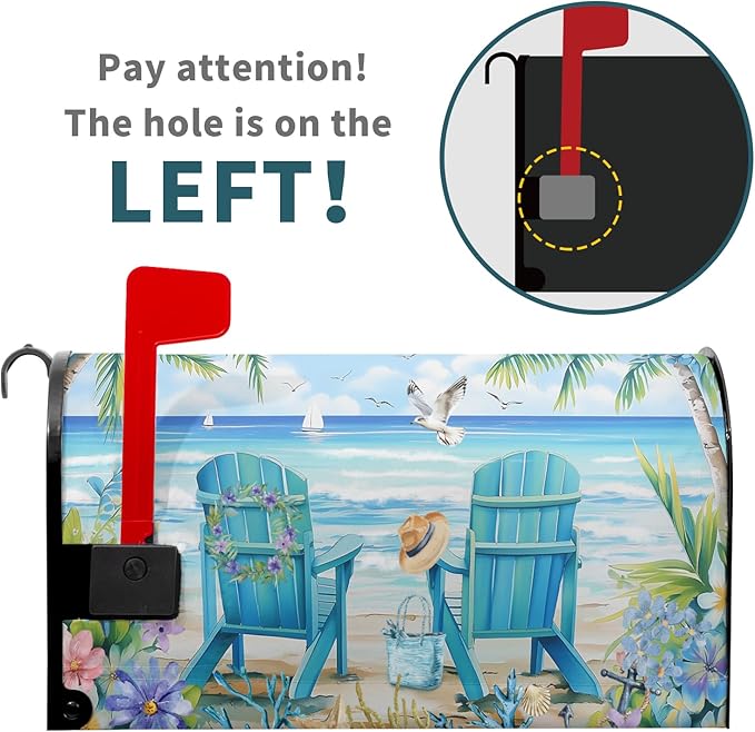 Summer Magnetic Mailbox Cover Large Size 25.5x21 Inch Nautical Coastal Post Letter Box Wrap Decor Seaside Escape Dust-Proof Letterbox Covers Protection