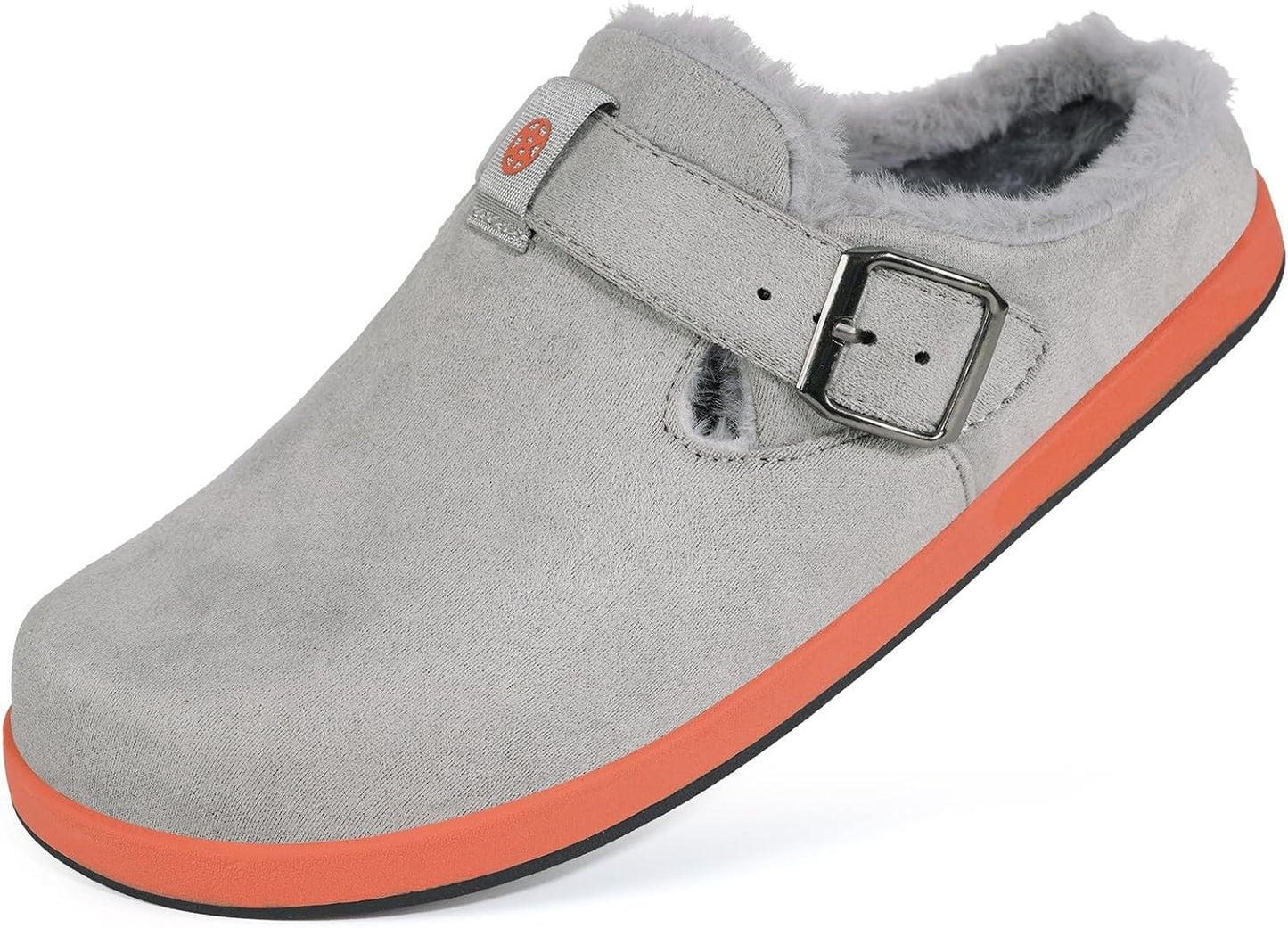 Fur Lined Clogs for Women Men Suede Winter Slippers Arch Support Slip on Mules Potato Shoes with Removable Cushion Footbed Warm Home House Shoes