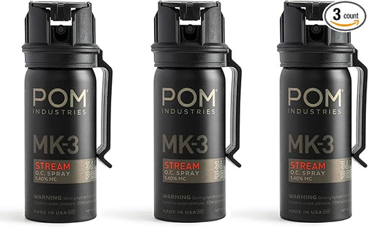 POM MK3 Pepper Spray, Belt Clip Model, Maximum Police Strength OC with UV Marking Dye, Quick Flip Top Safety, 360° Performance at Any Angle, Powerful Accurate Stream, 18 ft Range, 1.8 fl oz