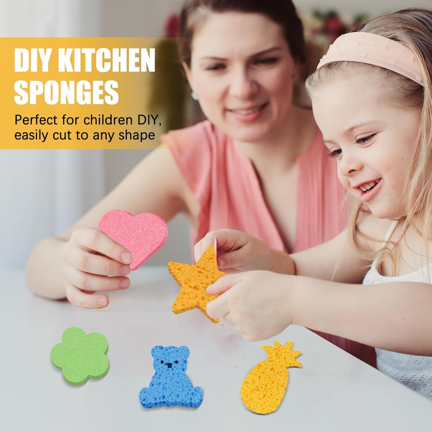Kitchen Sponges, 12-Count Cellulose Sponges, Durable Dish Sponge for Cleaning, Cleaning Scrub Colored Sponge, Multiple Use for Dishes Washing, Compressed Packaging