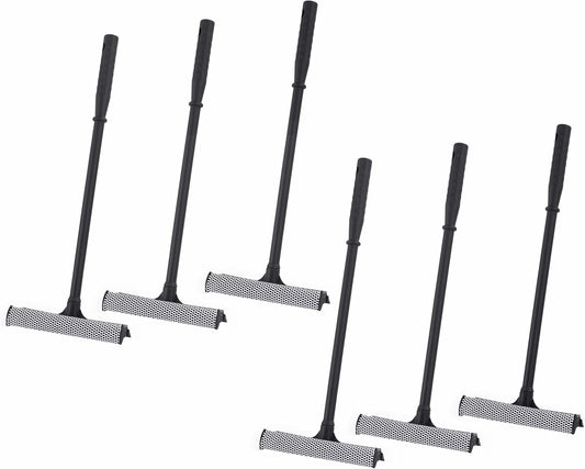 Matthew Cleaning All Purpose Window Squeegee Window Cleaner Tool,Car Squeegee Windshield Cleaning Sponge and Rubber Squeegee,2-in-1 Window Cleaner Sponge(8'') and Soft Rubber with Pole 20’’(6Pack)