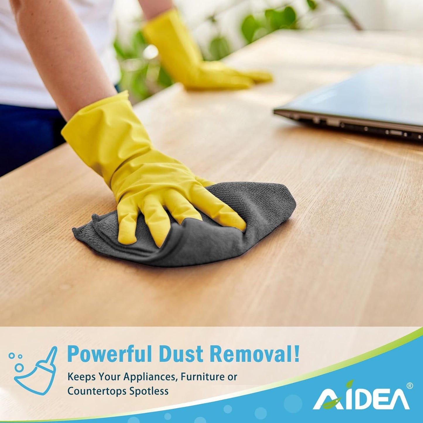 AIDEA Microfiber Cleaning Cloth Grey 8PK, Microfiber Towels for Cars, Premium Car Cloths, Dusting Cloth Lint Free Cleaning Rags for SUVs, House, Kitchen, Window, Workshops,11.5×11.5"