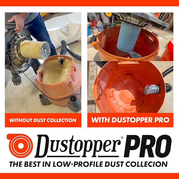 The Dustopper PRO, Separator Only (elbows & hose sold separately). Up to 99.9% efficient, low-profile dust separator connect to existing 2-1/2" nominal (2-1/4" actual) hoses & fittings
