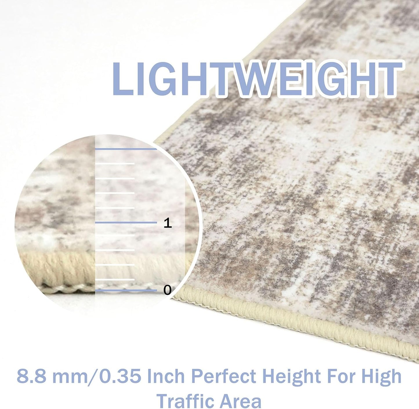 IOHOUZE Abstract Runner Rug 2x7 Ft Washable Runners for Hallways, Non Slip Kitchen Runner Printed Faux Wool Entryway Runners Indoor, Modern Abstract Floor Carpet for Hall Kitchen Bedroom, Beige Brown