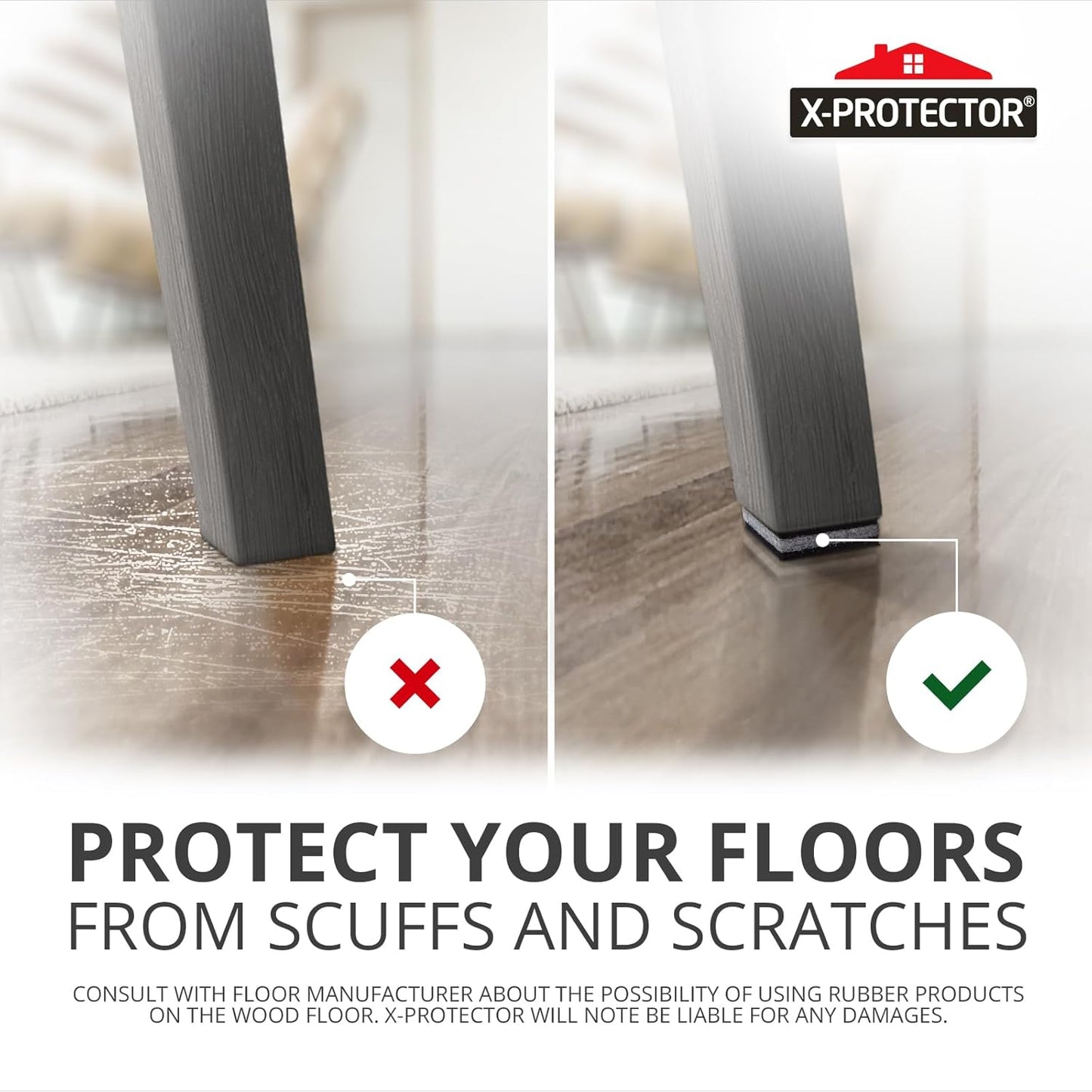 X-PROTECTOR Non Slip Furniture Pads – 4 PCS Premium Furniture Grippers 6"! Best SelfAdhesive Rubber Feet Furniture Feet – Ideal Non Skid Furniture Pad Floor Protectors – Keep Furniture in Place!