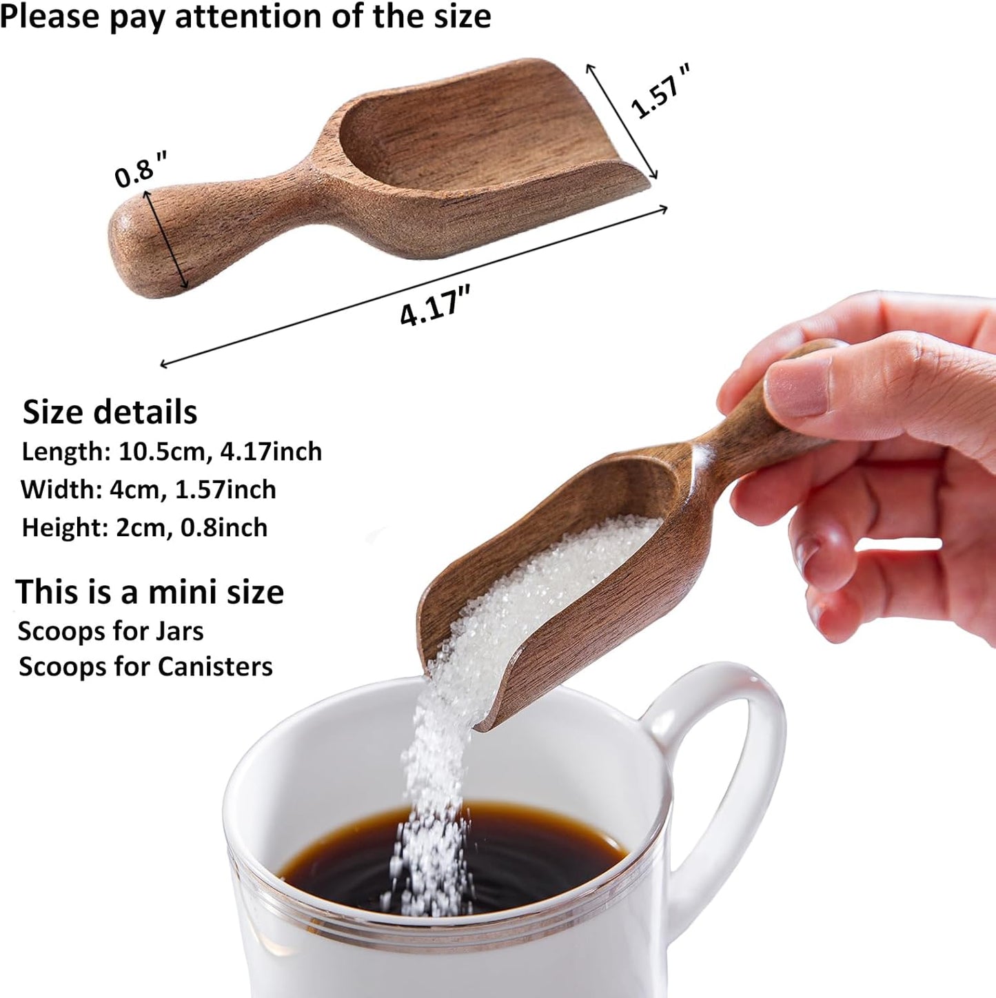 Wooden Scoops for Canisters 3PCS Small Wooden Scoop Acacia Wood Scoops for Jars Mini Coffee Scoops for Canisters for Ground Coffee Scoop for Seasoning Bath Salt Laundry Shovel-Multipurpose