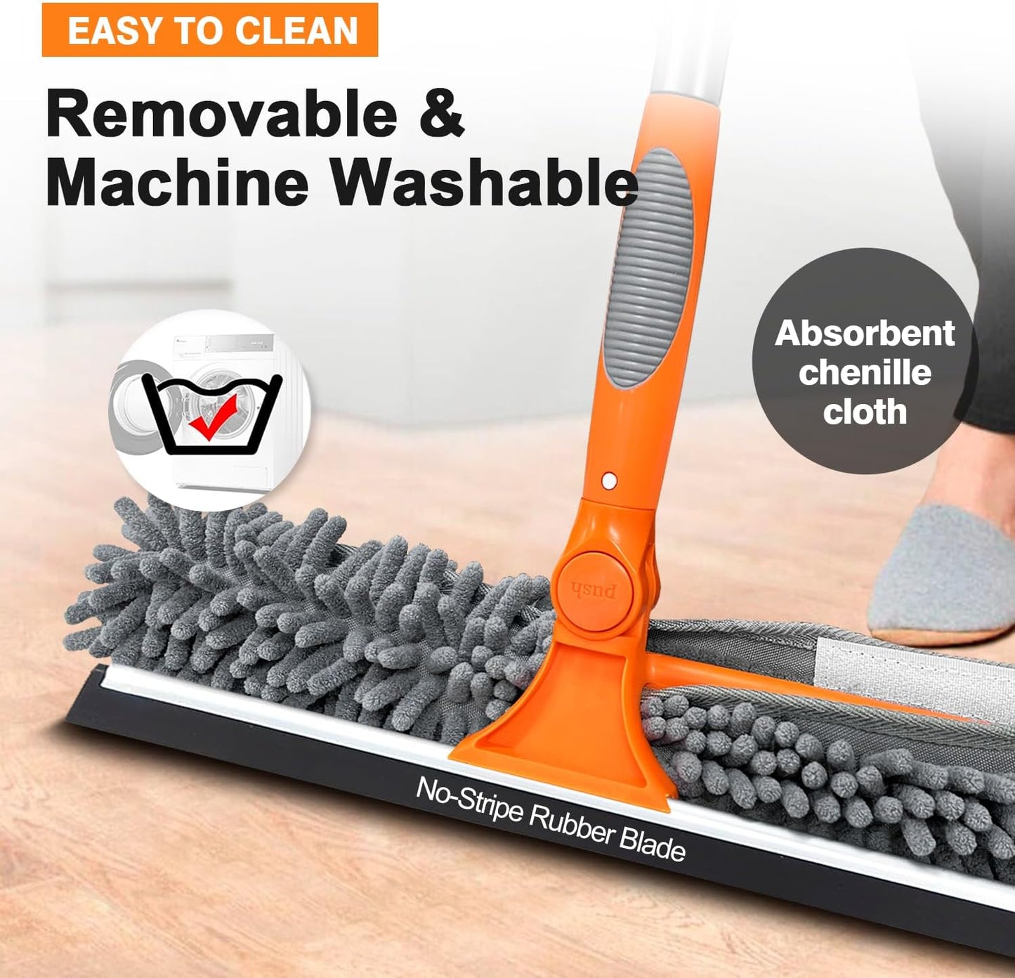 5-12ft Squeegee & 20Ft Reach Window Washer - 14" Extra-Large 2-in-1 Window Cleaner Tool with Extra-Thick Aluminum Telescopic Extension Pole for Indoor/Outdoor, RV, Truck Glass