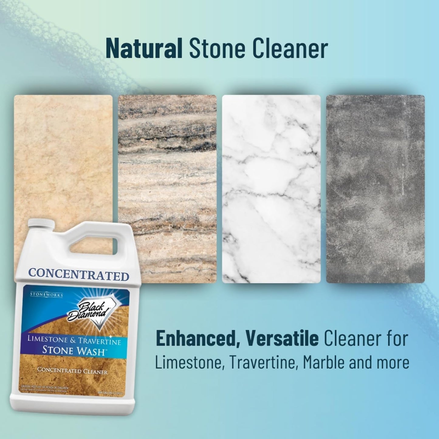 Black Diamond Stoneworks Limestone and Travertine Floor Cleaner: Natural Stone, Marble, Slate, honed or tumbled. 4-Gallon concentrate Ph Neutral