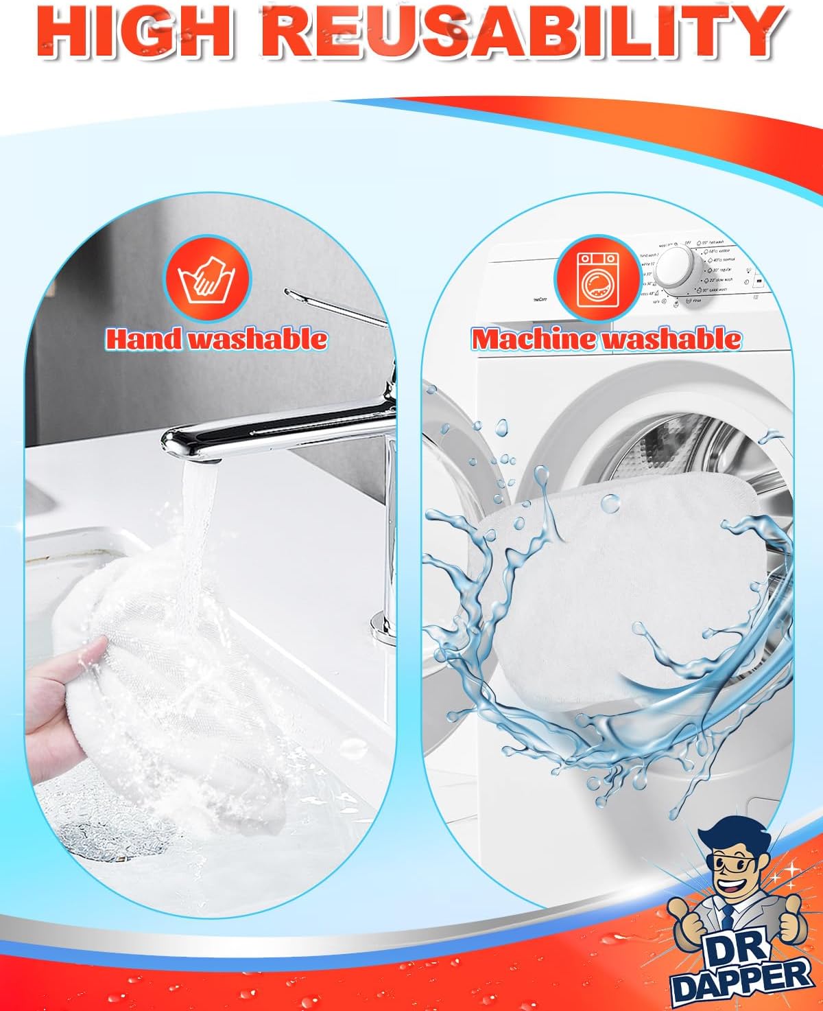 DR DAPPER 6 Pack SMP01 Steam Mop Pads Compatible with Kenmore SM2060 S200 Series – Floor Mops with Washable Pads, Multi-Surface Steam-Mop for Tile Vinyl Hardwood Floors