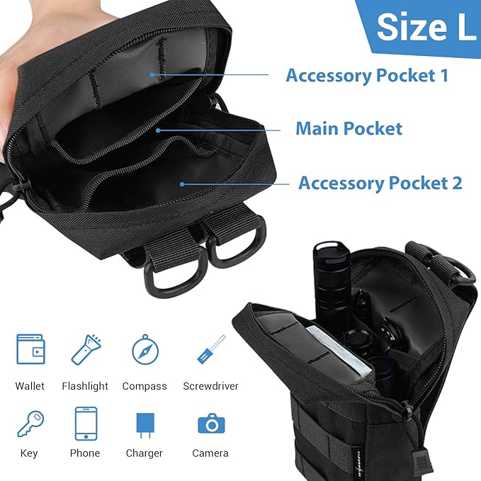 FUNANASUN 2 Pack Molle Pouches Tactical Pouch Small Molle Pouch Compact Water-Resistant EDC Pouch Molle Bag