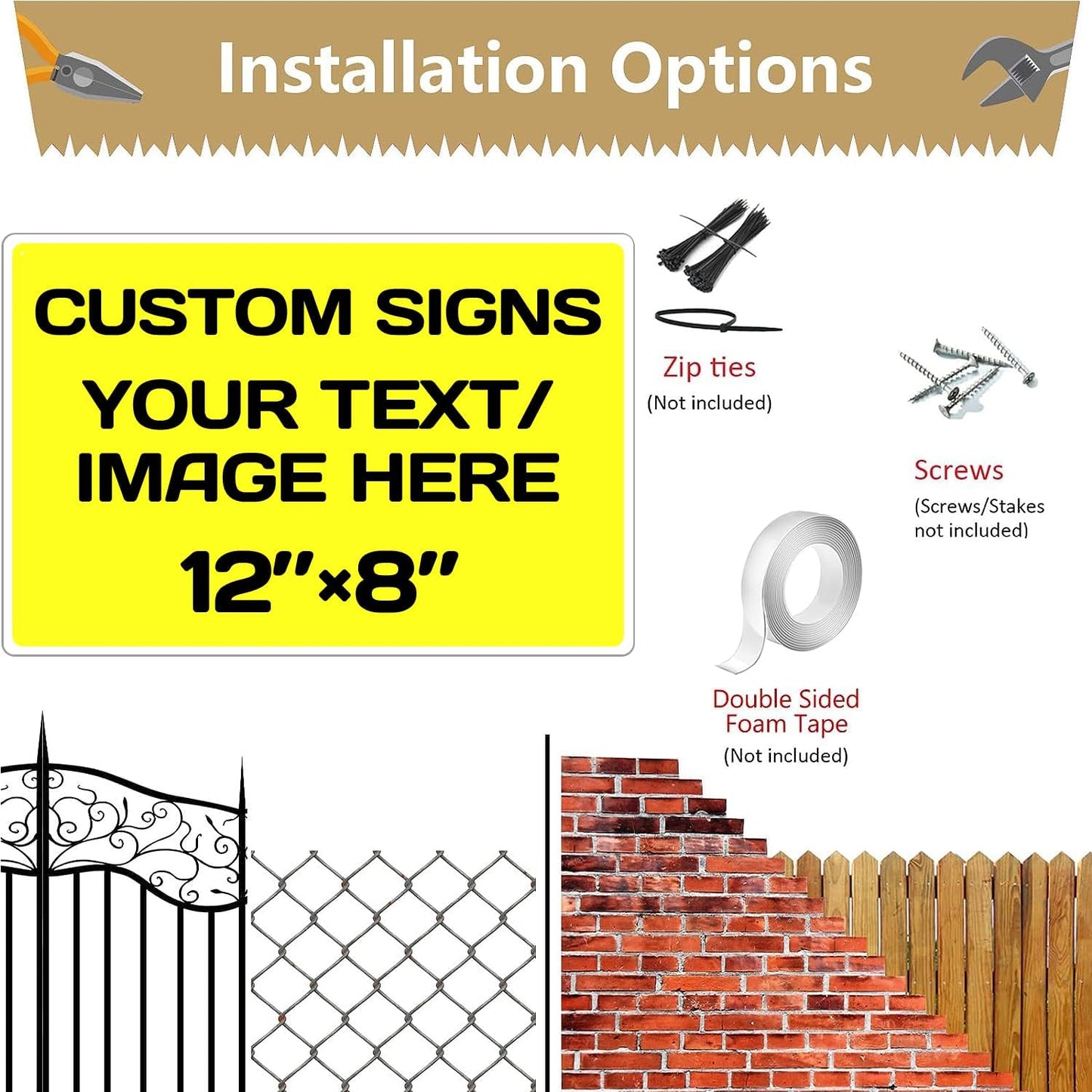 Personalized Aluminum Metal Signs - Weatherproof, Custom Text & Picture, Multiple Sizes, Ideal for Hazards, Gardens, Doors & Businesses