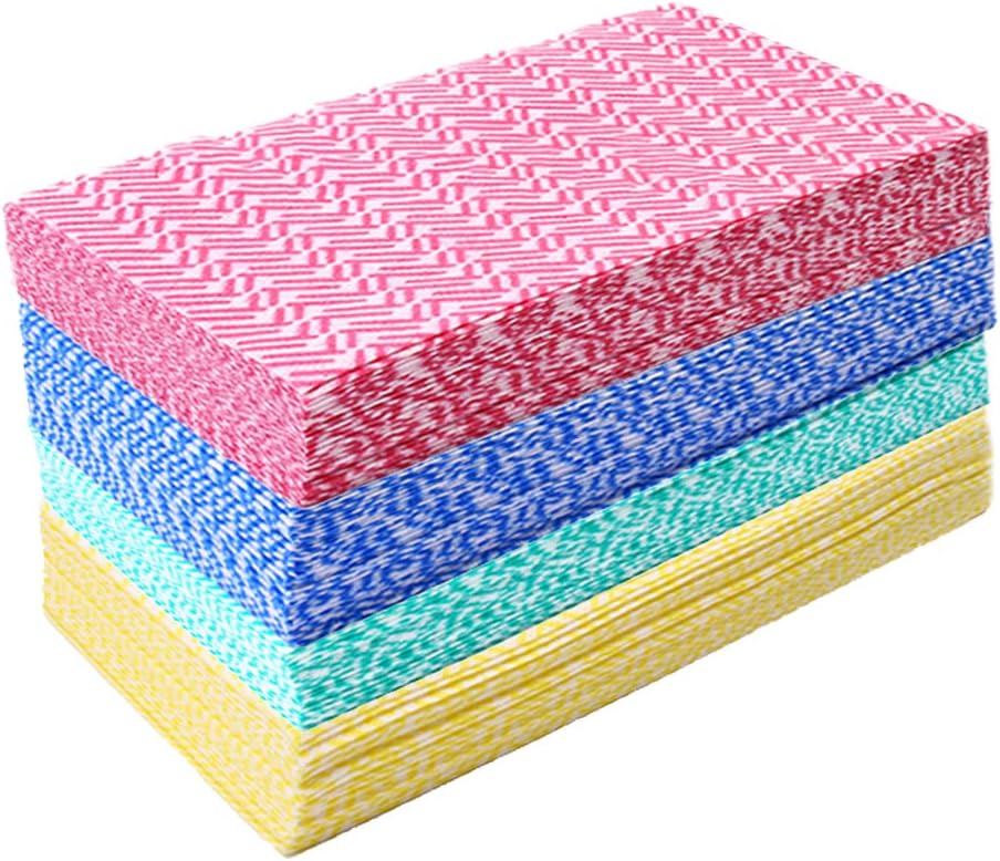 KMAKII Handi Wipe Reusable Cloths - Multi-Purpose Disposable Dish Cloths and Towels, Ultra Absorbent, Fast-Dry, Durable Cleaning Wipes for Kitchen and Home, 4colors, 11.8 x 21 inches, Pack of 80