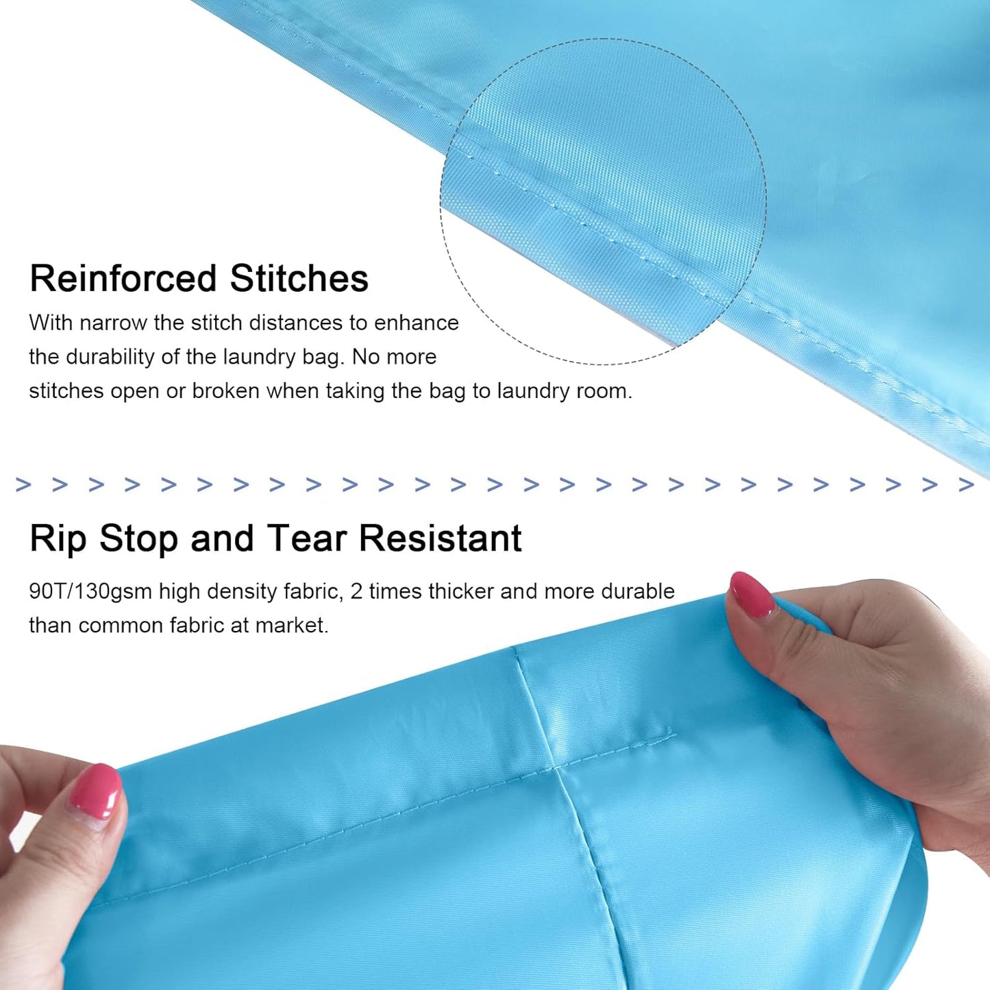 Polecasa Small Heavy Duty Laundry Bag with 130gsm Tear Resistant Fabric and Handles, Easy to Carry Durable Dirty Clothes Drawstring Bag, Perfect for College Dorm, Travel 21”x24”,Gulf Blue